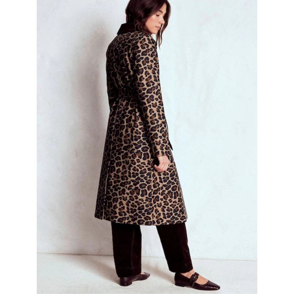 NWT Boden Lancaster Printed Mac Belted Trench Coat Brown Women's Size 10R - Picture 2 of 6